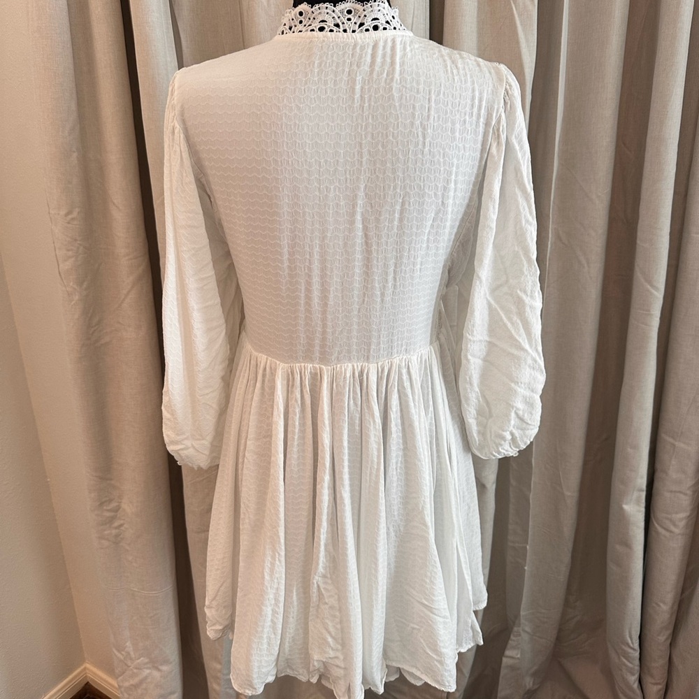 Vici White Eyelet Lace Long Sleeve Mini Dress - Picture 3 of 4